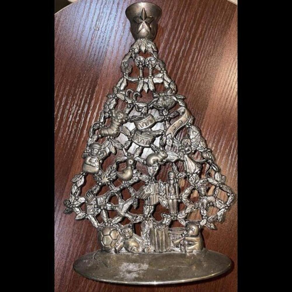Vintage Godinger Holiday Collection Christmas Tree Silverplated Candle Holder 94